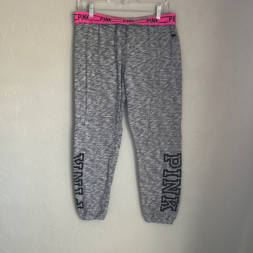 PINK Victoria's Secret Gray Joggers with Pink Accents